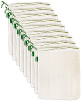 Reusable Mesh Produce Bags - Washable Set of 9 Premium Bags, TRANSPARENT Lightweight